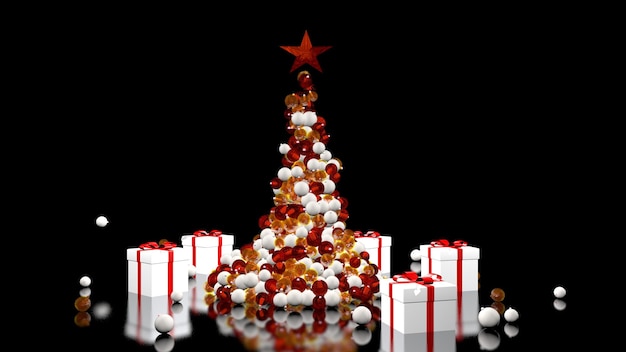 Bellissimo albero di Natale Capodanno rendering 3D