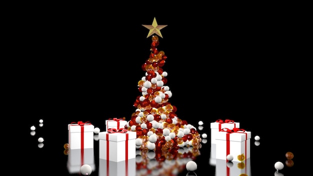 Bellissimo albero di Natale Capodanno rendering 3D
