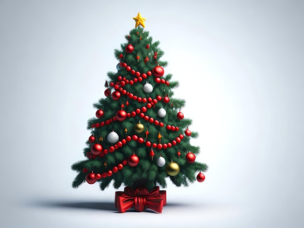 Bellissimo albero di Natale decorato con palle di Natale generate dall'intelligenza artificiale