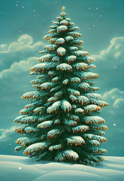 Bellissimo albero di Natale decorato per Capodanno o Natale Vacanze invernali illustrazione 3d