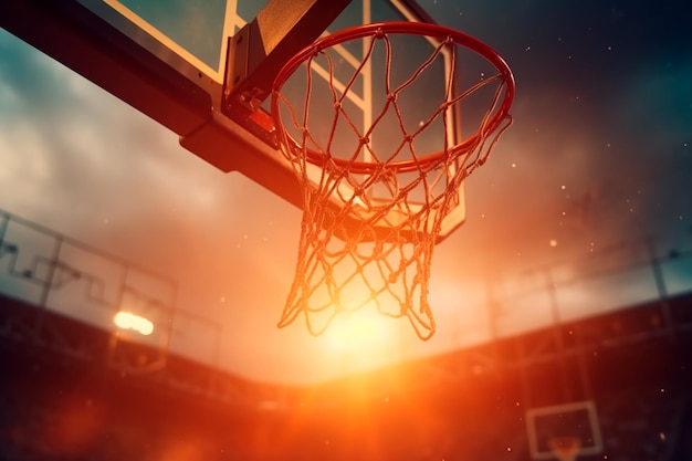 Bellissimo anello da basket Concetto di sport e stile di vita sano Giocare a basket generato dall'intelligenza artificiale