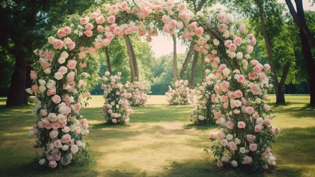 Bellissimo arco floreale per matrimonio festivo rustico romantico