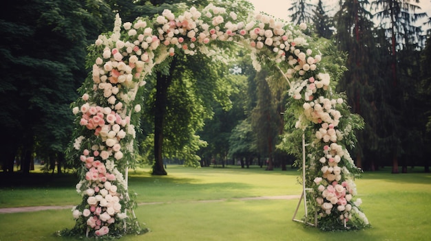 Bellissimo arco floreale per matrimonio festivo rustico romantico