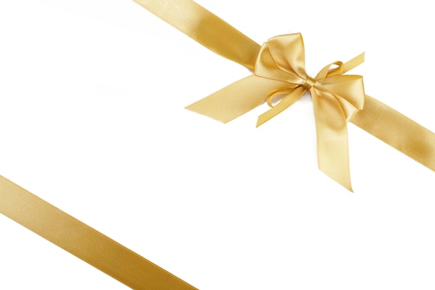 Bellissimo arco regalo d'oro isolato su sfondo bianco