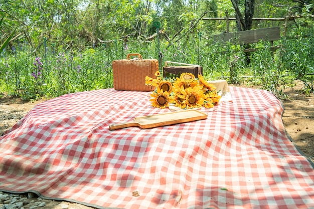 Bellissimo arredamento bianco in stile boho Picnic in natura tappeti da tavola cuscini per tende wigwam nel parco Celebrazione dopo la quarantena