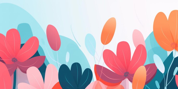 Foto bellissimo astratto teal rosa arancio semplice doodle cartone animato disegno floreale sfondo generativo ai aig32