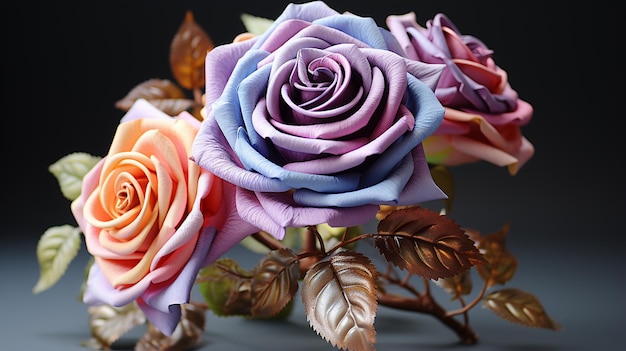 bellissimo bouquet con rose colorate