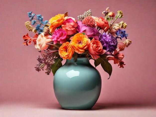 Bellissimo bouquet di fiori con un elegante vaso
