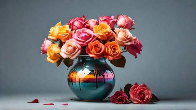 Bellissimo bouquet di fiori con un elegante vaso