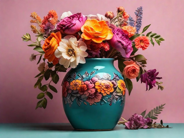 Bellissimo bouquet di fiori con un elegante vaso