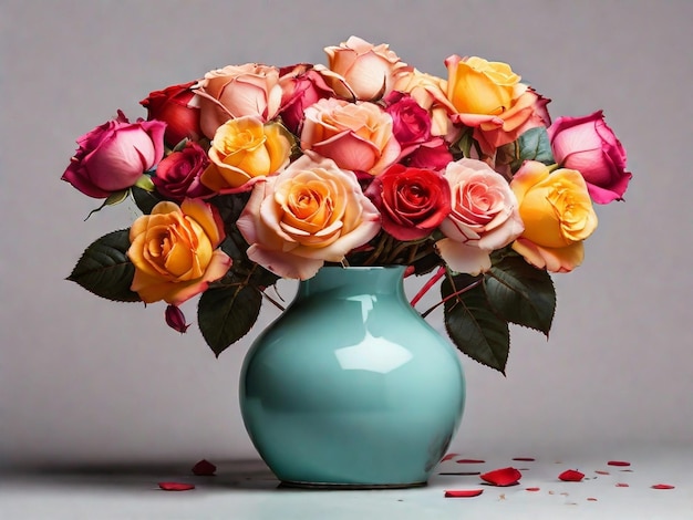 Bellissimo bouquet di fiori con un elegante vaso