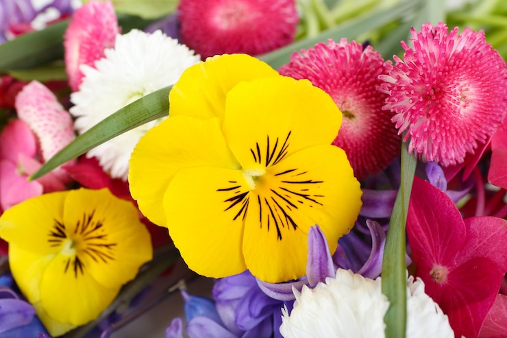 Foto bellissimo bouquet di fiori luminosi da vicino