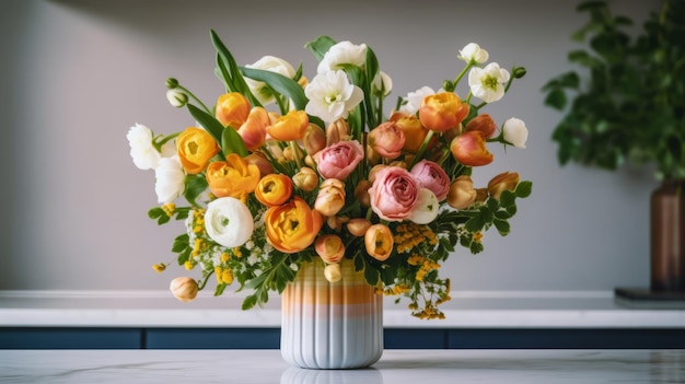 Bellissimo bouquet di fiori primaverili Illustrazione AI GenerativexA