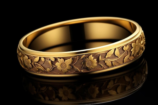 Bellissimo braccialetto d'oro isolato su sfondo trasparente