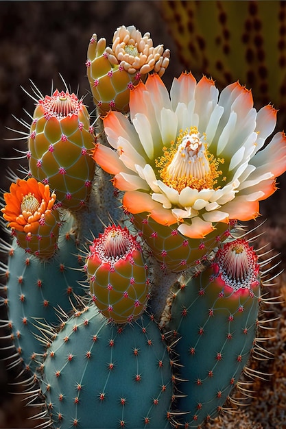 bellissimo cactus in fiore vista ravvicinata generativa ai