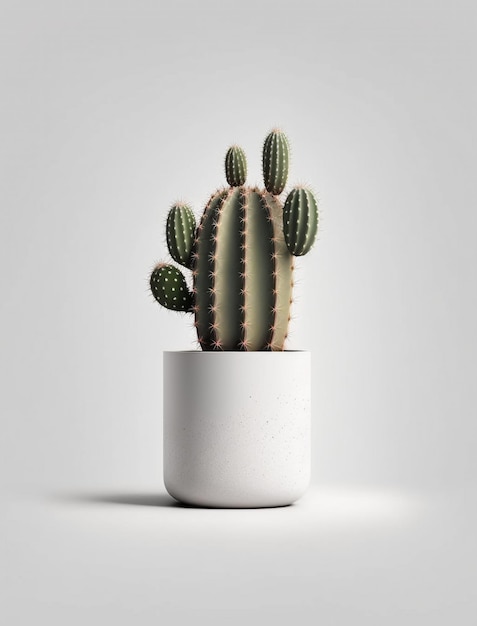 Bellissimo cactus in un vaso bianco isolato su sfondo bianco IA generativa