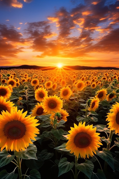 Bellissimo campo di girasoli