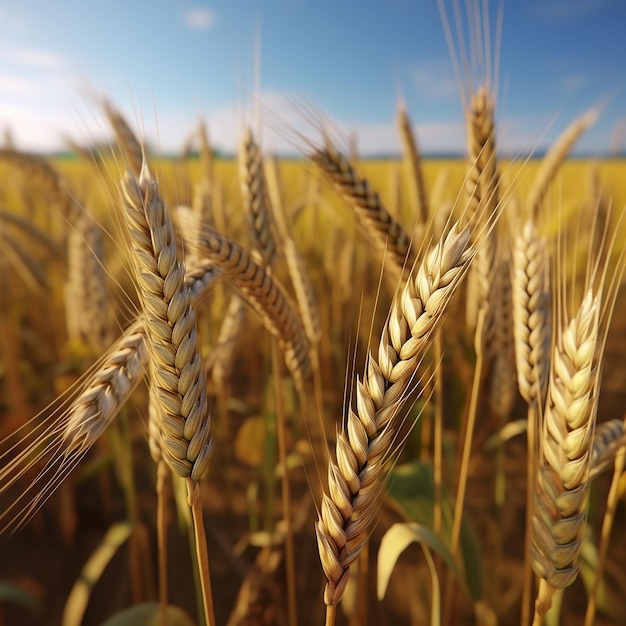 Bellissimo campo di grano immagini mature naturali dorate IA generativa