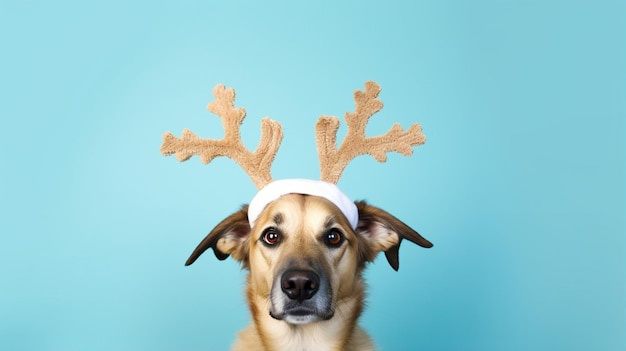 bellissimo cane divertente che indossa il costume da cervo di Natale