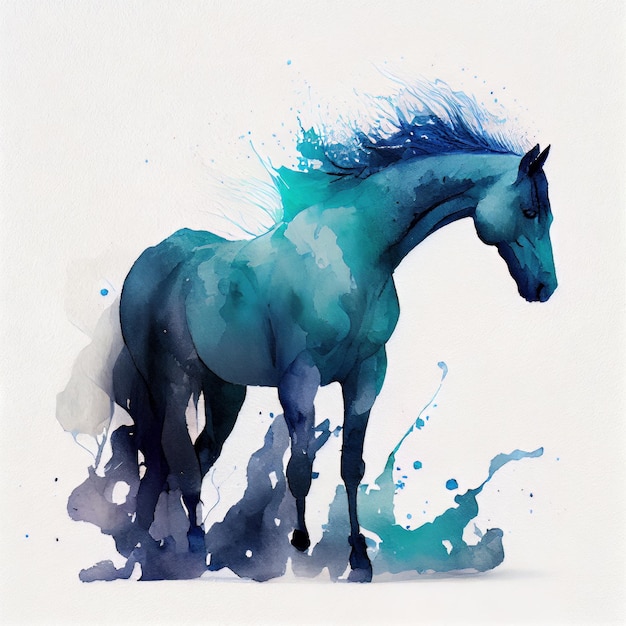 Bellissimo cavallo Illustrazione ad acquerello con un animale IA generativa