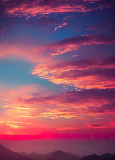 Bellissimo cielo al tramonto con colori rosa pastello e viola tramonto con nuvole