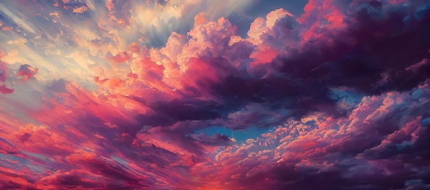 Bellissimo cielo al tramonto con colori rosa pastello e viola tramonto con nuvole