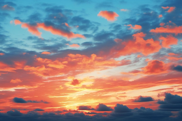 Bellissimo cielo al tramonto con nuvole sfondo naturale tonato
