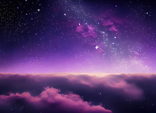 Bellissimo cielo con stelle viola immagine ultra realistica