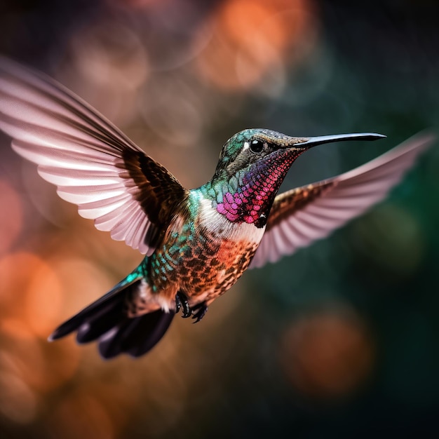 bellissimo colibrì che vola vicino ai fiori