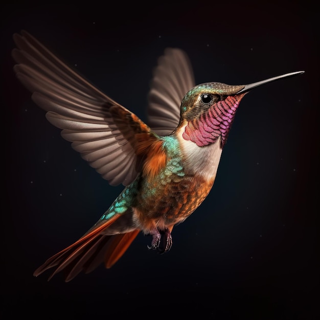 bellissimo colibrì che vola vicino ai fiori