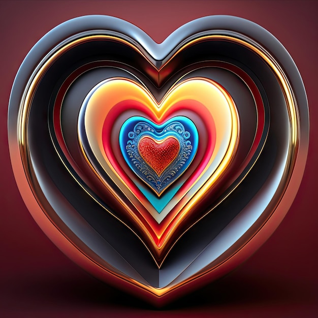 Bellissimo cuore astratto per San Valentino Festa della mamma Festa del papà Arte frattale digitale