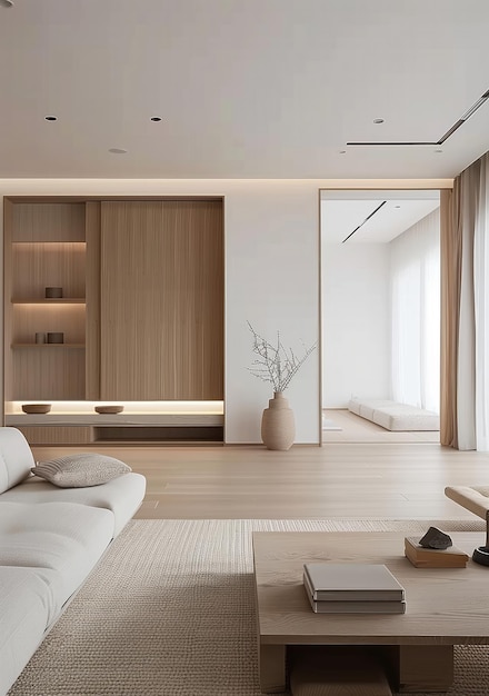 bellissimo design d'interno in stile minimalista giapponese