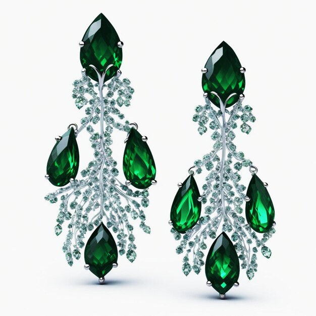 Bellissimo design degli orecchini con smeraldi