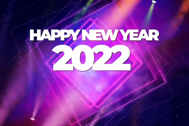 Bellissimo design di banner incandescente in stile neon del nuovo anno 2022