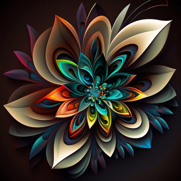 Bellissimo disegno astratto con fiori colorati Ai generativa