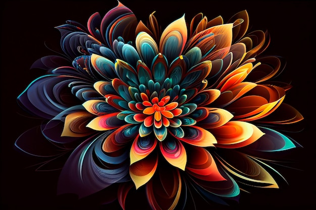 Bellissimo disegno astratto di fiori colorati IA generativa