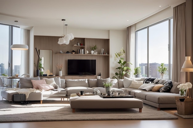 Bellissimo e ampio appartamento interno con elegante soggiorno