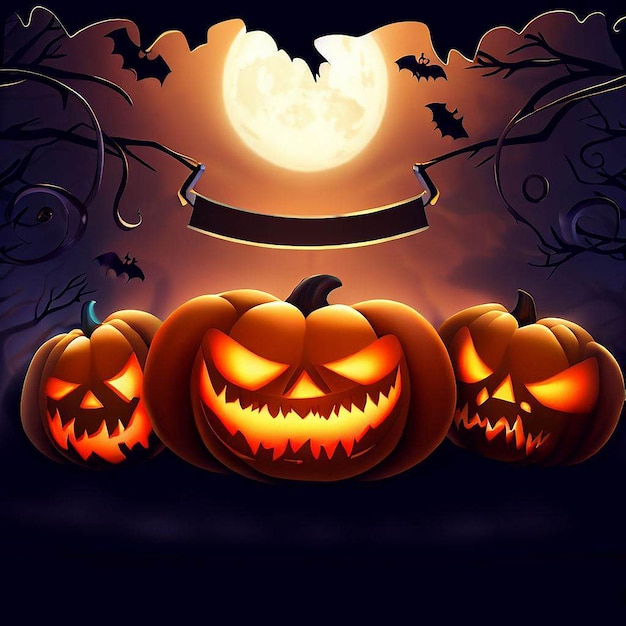 Bellissimo e misterioso banner di Halloween con spazio per inserire il testo