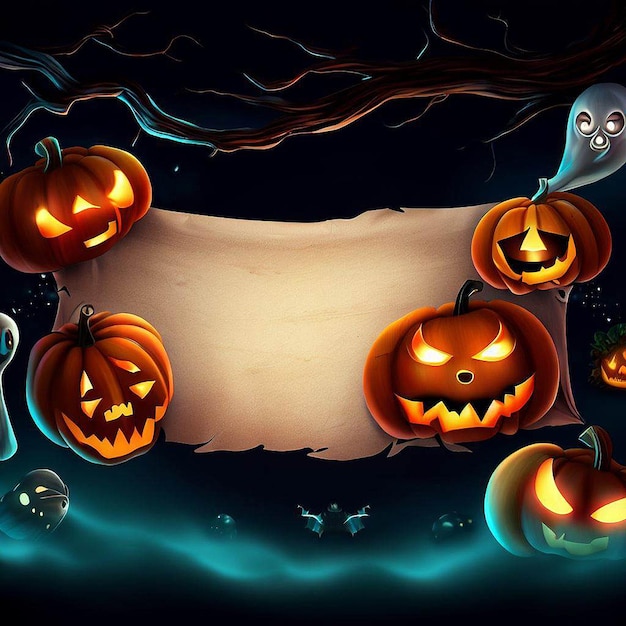 Bellissimo e misterioso banner di Halloween con spazio per inserire il testo