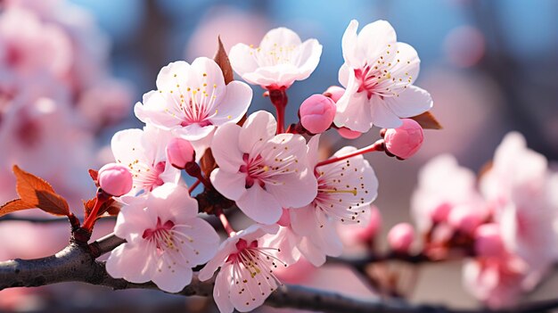 Bellissimo fiore di ciliegio yae sakura in fiore