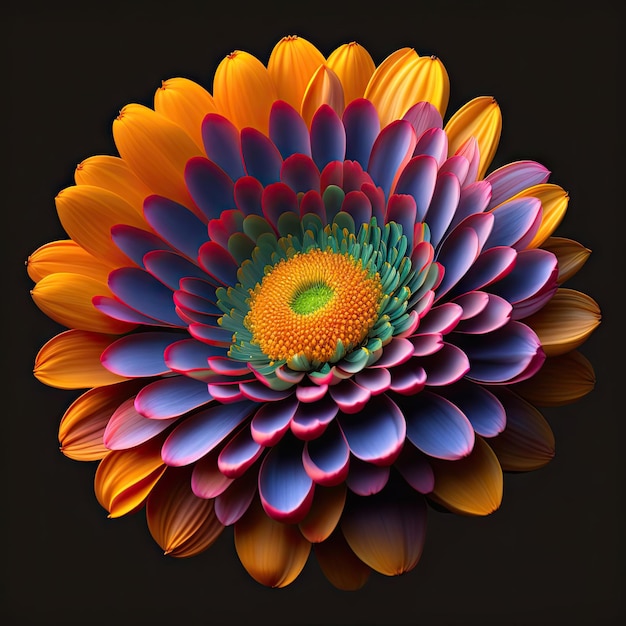Bellissimo fiore di crisantemo su sfondo nero per la progettazione Primo piano Natura Opere d'arte digitale
