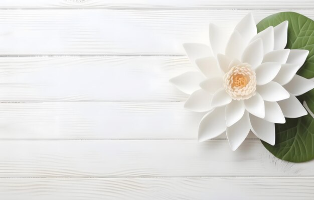 bellissimo fiore di loto acqua lilly su tavolo di legno bianco