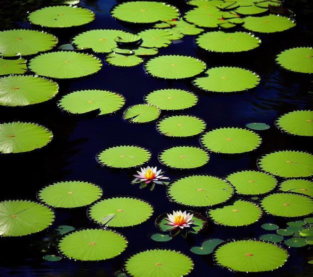 bellissimo fiore di loto e gigli nello stagno