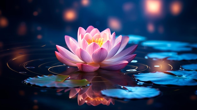 Bellissimo fiore di loto in piscina IA generativa