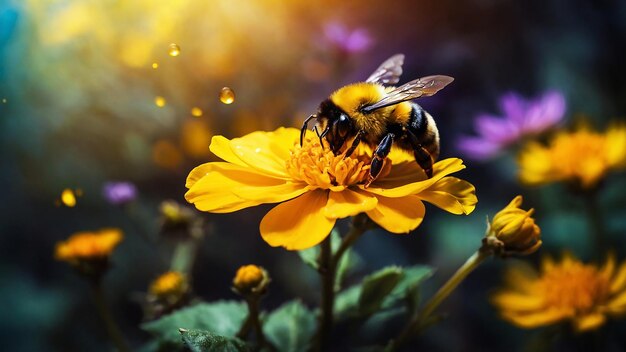 Bellissimo fiore giallo si distingue in HD in un mondo mistico e un più bello albero in HD solo su