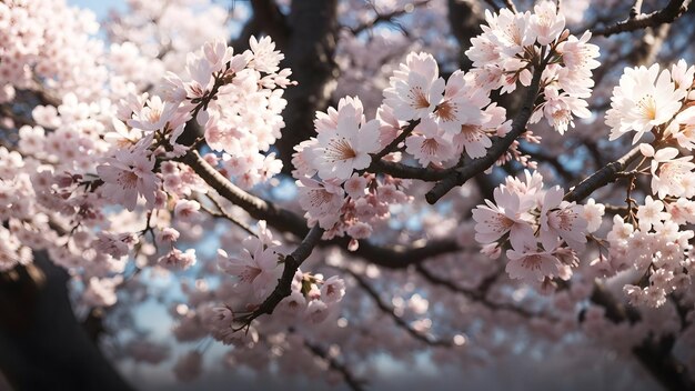 Bellissimo fiore giapponese di sakura, fiore di ciliegio, sfondo generativo di IA.
