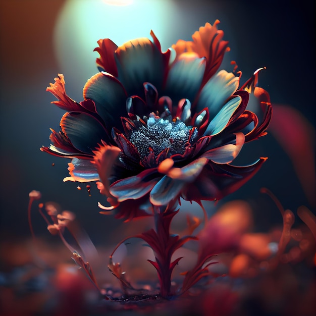 Bellissimo fiore nel giardino rendering 3d illustrazione 3d