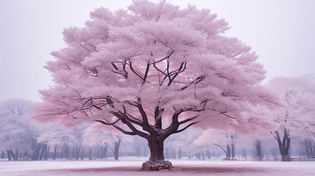 bellissimo fiore rosa albero generativo AI