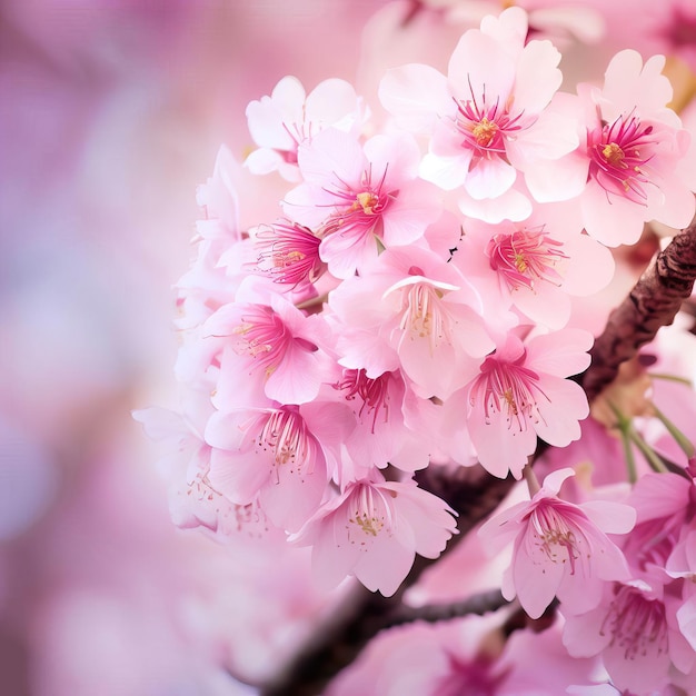 bellissimo fiore rosa ciliegia himalayana selvatica fiore di ciliegio o Sakura AI generativa