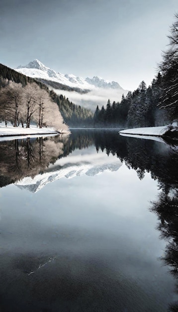 Bellissimo fiume nel bel mezzo dell'inverno Natura Carta da parati Sfondo Paesaggio